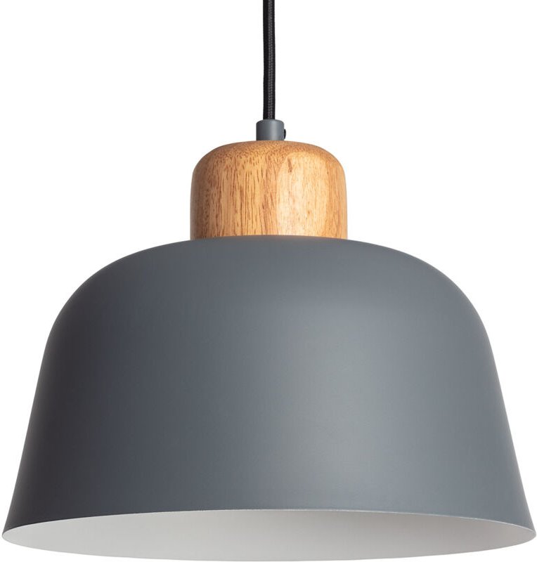 Pendelleuchte aus Metall und Holz Wawak Grau