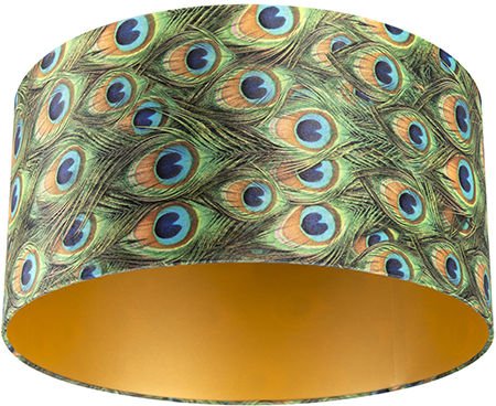Velour Lampenschirm Pfau Design 50/50/25 mit goldenem Interieur