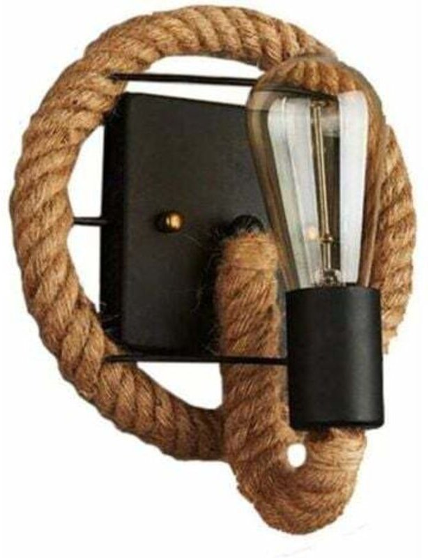 Vintage-Retro-Wandleuchte in Form eines amerikanischen Hanfseils – Industrielle Eisenlampe – Für Bars, Lofts, Restaurant...