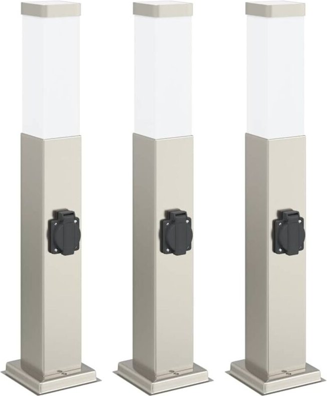 Thumbnail - Pollerleuchten mit Auslass 3 Stk. 50 cm Edelstahl IP44 vidaXL