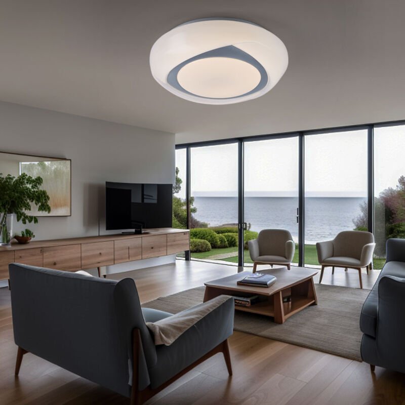 Thumbnail - Globo - Deckenleuchte led Deckenlampe rund weiß Schlafzimmerleuchte in weiß, Metall Acryl, 1x led 15W 1040lm 3000K warmw...