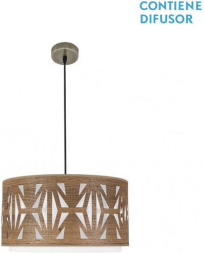 FABRILAMP Katerina Pendelleuchte in Leder/Dunkelholzfarbe, dimmbares Modell