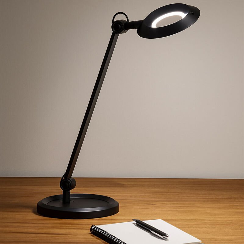 Tischlampe Tischleuchte dimmbar mit Touch-Dimmer led Wohnzimmerleuchte, Aluminium matt schwarz, 7,5W 850 lm warmweiß, Lx...