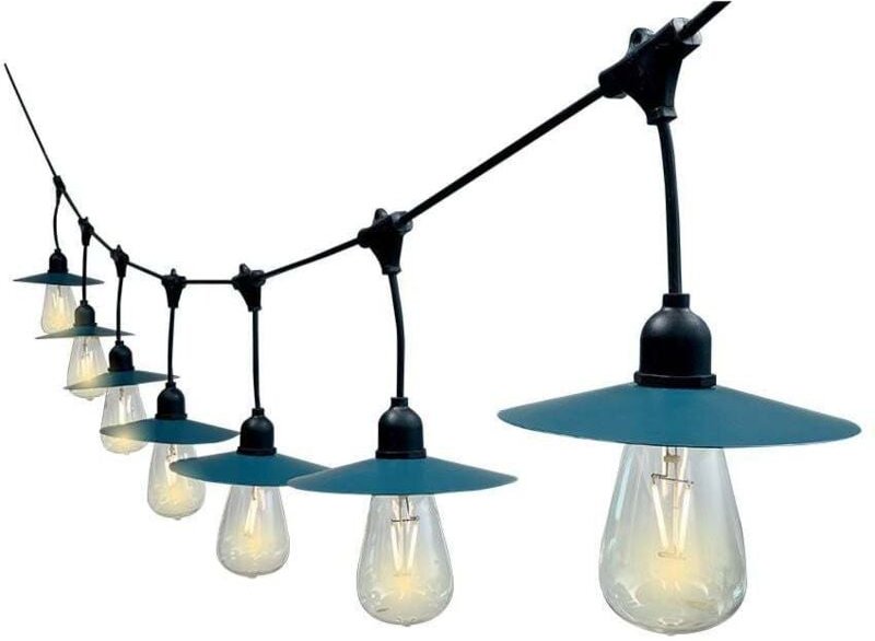 V-tac - 15,6 m Lichterkette mit 15 ST64 LED-Glühbirnen, schwarzes Panel, warmweiß, IP44