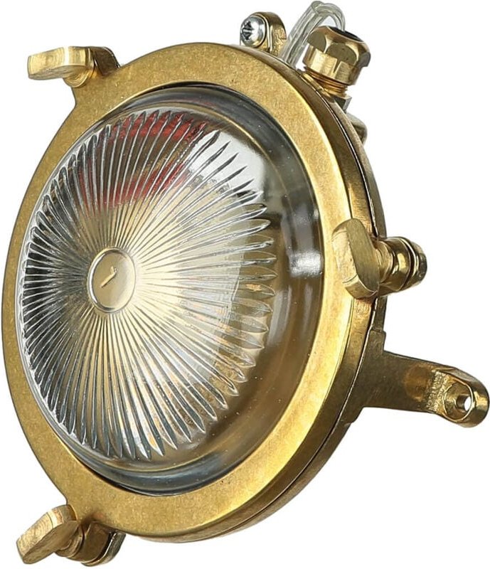 Licht-erlebnisse - Wandlampe Außen Messing IP44 Maritim Bullauge