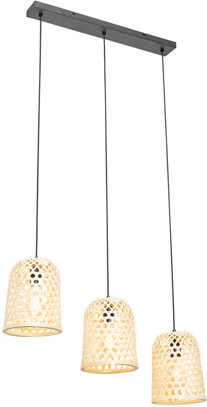 Orientalische Hängelampe schwarz mit Bambus 3 Lichter - Rayan
