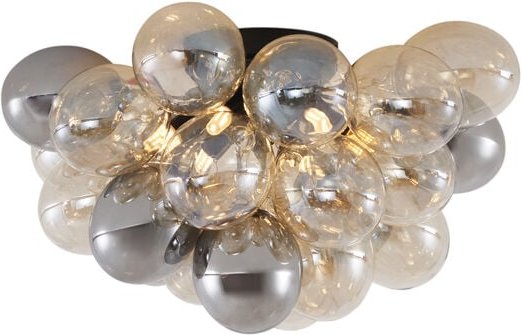 Design Deckenleuchte Schwarz mit Bernstein- und Rauchglas 6-flammig - Uvas