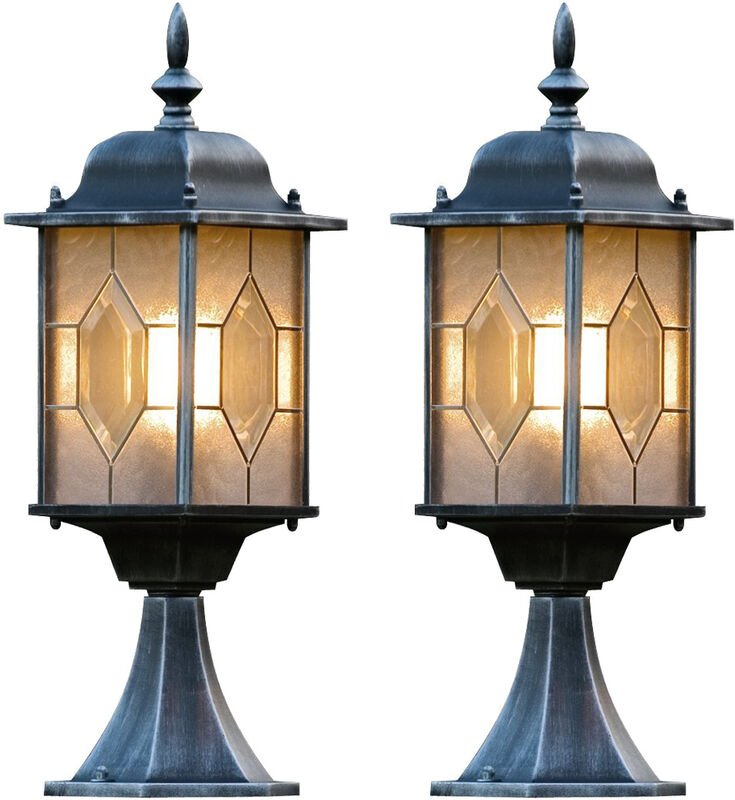 Konstsmide - 2er-Set Sockelleuchten milano, E27, Bleikristalloptik, IP43, Höhe 51 cm