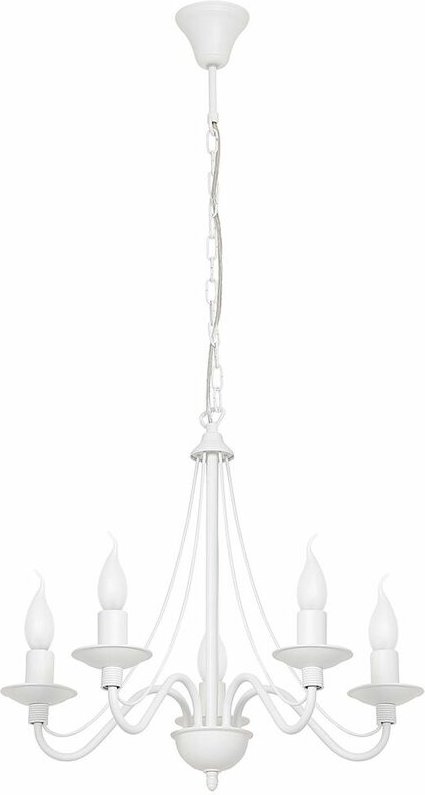 Kronleuchter E14 Ø 50 cm Weiß Metall Rustikal Pendelleuchte