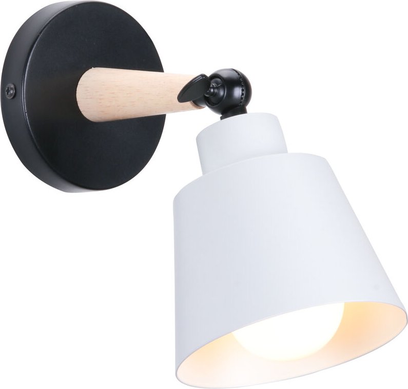 Wandleuchte Holz, Moderne Wandlampe Innen mit Metall Lampenschirm, Wandstrahler Art Licht Decor für Wohnzimmer Schlafzim...
