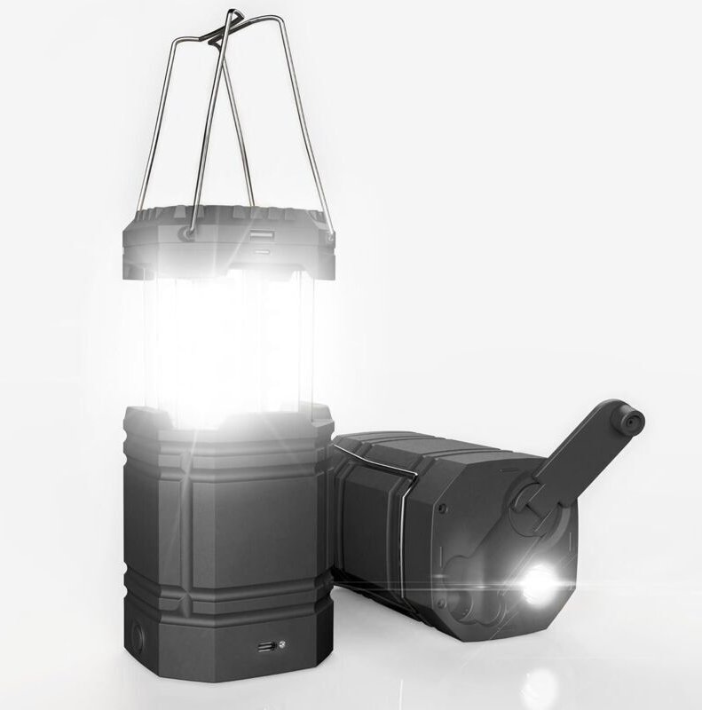 Kurbelbetriebene Solar-Campinglaterne, ultrahelle tragbare LED-Taschenlampe, 3000-mAh-Akku und 30-35 Stunden Akkulaufzei...