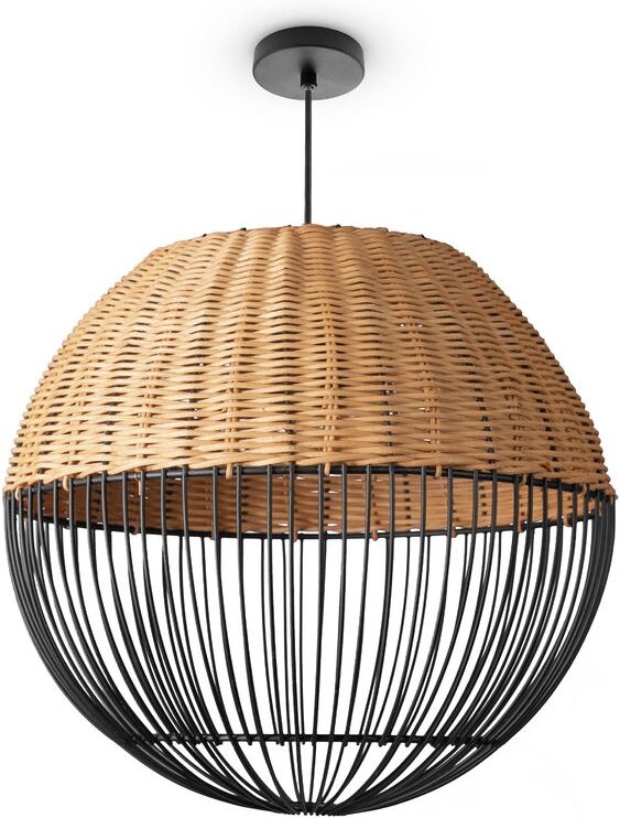 Rattan Pendelleuchte Wohnzimmer Tischleuchte Boho Käfig Lampe Nachttisch Metall Natur (Ø30cm), Pendelleuchte - Typ 1 - P...