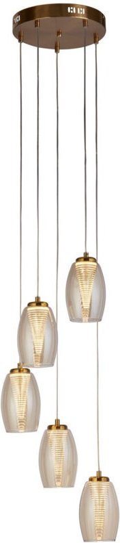 Hängeleuchte Pendelleuchte Wohnzimmerlampe led Glas Stahl bronze 5-Flammig Küche