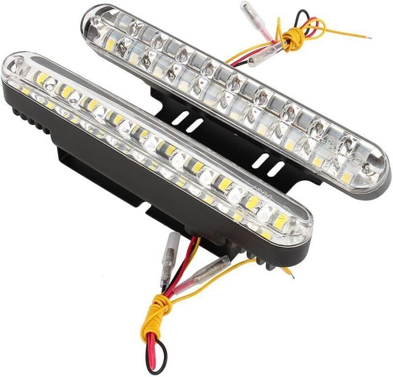 LED-Tagfahrlicht für Autos, 2x30 LEDs, 12V DC, für Autos, Tagfahrlicht-Lenkradbeleuchtung, Tagfahrlicht + Blinker