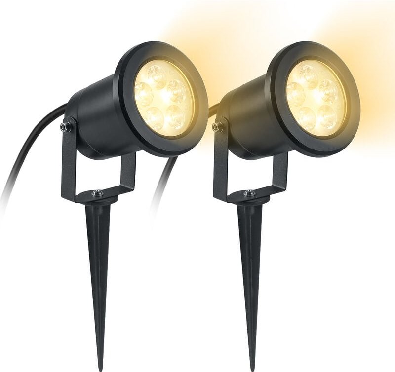 Leuchten mit Erdspieß 2x4W Gartenleuchte LED Gartenstrahler mit Erdspieß IP65 Wasserdicht Warmweiß Garten Scheinwerfer G...