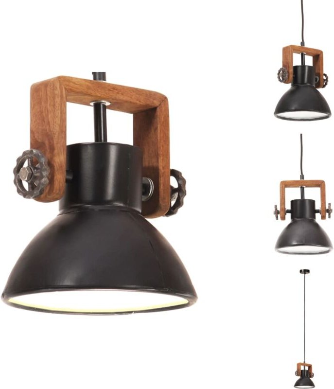 Hängelampe Industriestil 25 W Schwarz Rund 19 cm E27 - Deckenleuchte - Deckenleuchten - Innenbeleuchtung - Innenbeleucht...