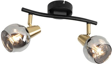 Art Deco Deckenleuchte schwarz mit Rauchglas 2-Licht - Vidro