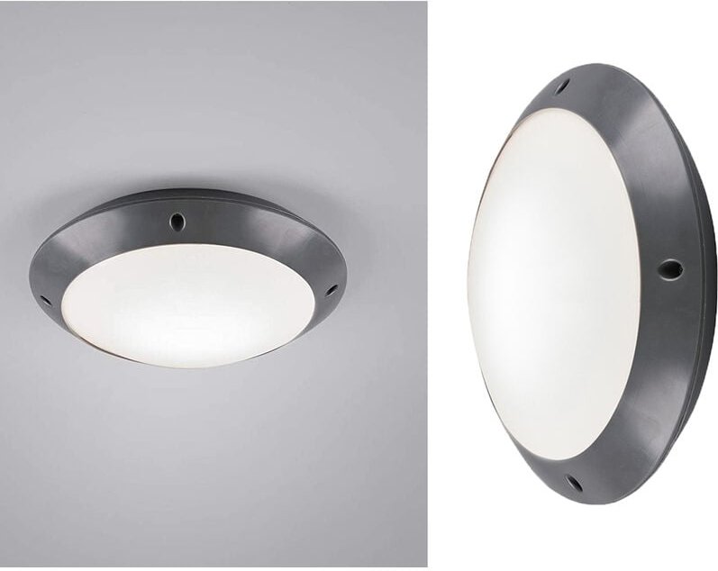 Led Außendeckenleuchte Wandlampe rund in Anthrazit - 26 cm