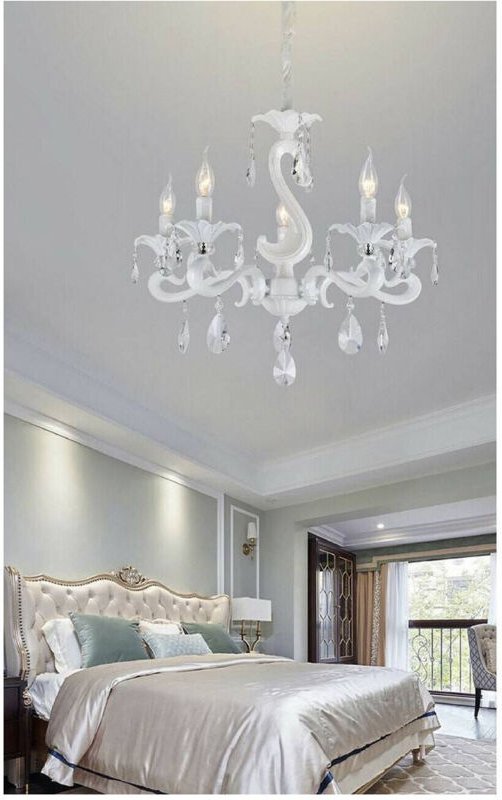 Trade Shop - classic attacco E14 5 bracci mit sale in acrilico lampada A15-5 - Weiß