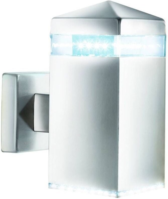Searchlight India - Satin Silber LED Außenwandleuchte IP44