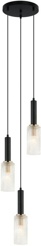 Perola - Moderner hängender Anhänger Schwarz, Gold 3 Licht, E14 - Italux