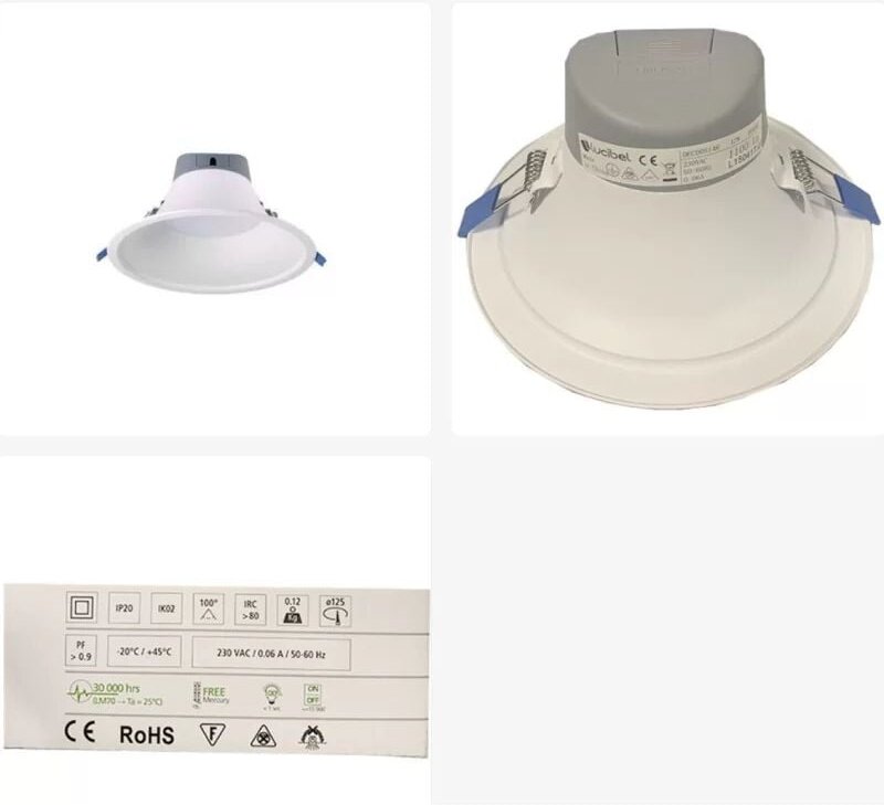 Lucibel - DEC005146 - Essential Downlight 12W 6000K Ø125mm 100° 1100Lm 493CD