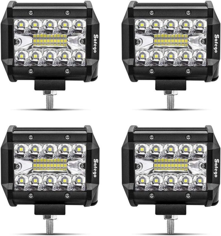 4" 60W LED-Flutlicht-Arbeitsscheinwerfer, LED-Leiste, 6000LM, IP67 wasserdicht, Nebelscheinwerfer für PKW, Geländewagen,...
