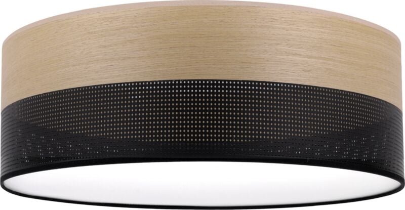 Holz Plexiglas Deckenleuchte Schwarz 40cm Goldene Eiche