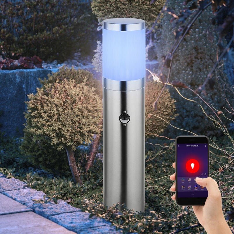 Sockelleuchte E27 Stehlampe Terrassen Außenleuchte Bewegungsmelder Wetterfest IP44, App-Sprachsteuerung dimmbar CCT, 1x ...