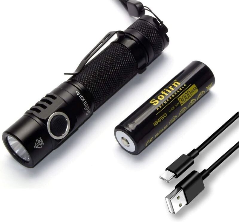 2000 Lumen LED-Taschenlampe, leistungsstarke, per USB aufladbare SST40 EDC-Taschenlampe mit 18650-Akku, Anduril-Benutzer...