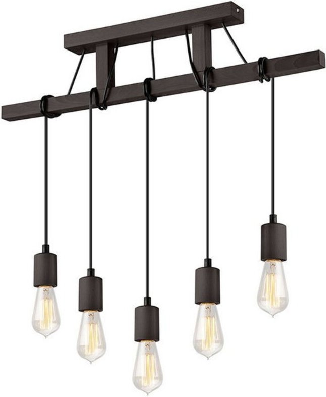 Lamkur Leon Industrial Stab-Pendel-Deckenleuchte Wenge, 5x E27