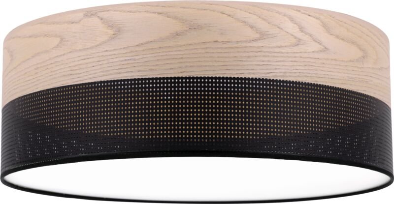 Holz Plexiglas Deckenleuchte Schwarz 40cm Klassische Eiche