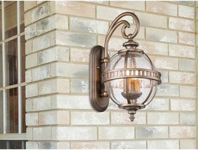 Meinewunschleuchte - Große led Außenwandleuchte im Jugendstil, Bronze Höhe 58cm