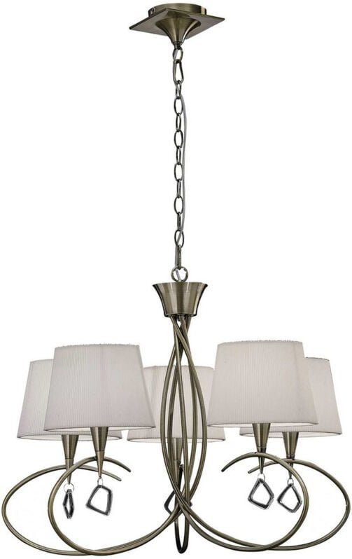 Inspired Mara Pendelleuchte mit 5 Leuchten, E14, antikes Messing, elfenbeinweiße Farbtöne