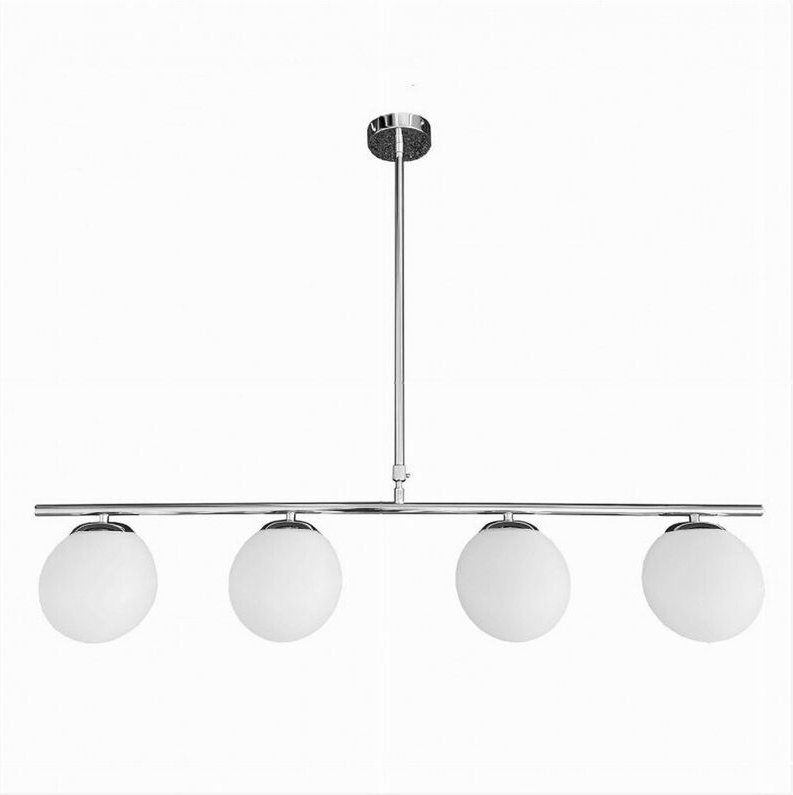 Trade Shop - silberne pendelleuchte mit 4 weissen glaskugeln G9-ANSCHLUSS 33924 -