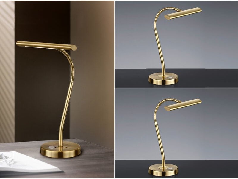 Meinewunschleuchte - led Schreibtischleuchte in Messing matt, 2er set mit 4-Stufen Dimmer