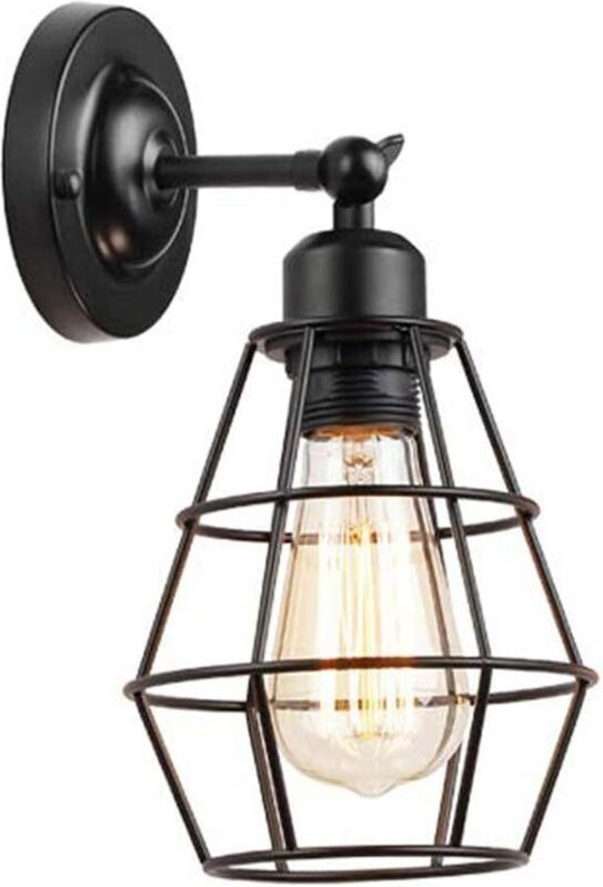 Set aus 2 rustikalen Wandleuchten im Industriestil mit verstellbarem Metallkäfig, Vintage-Wandleuchte aus schwarzem Eise...