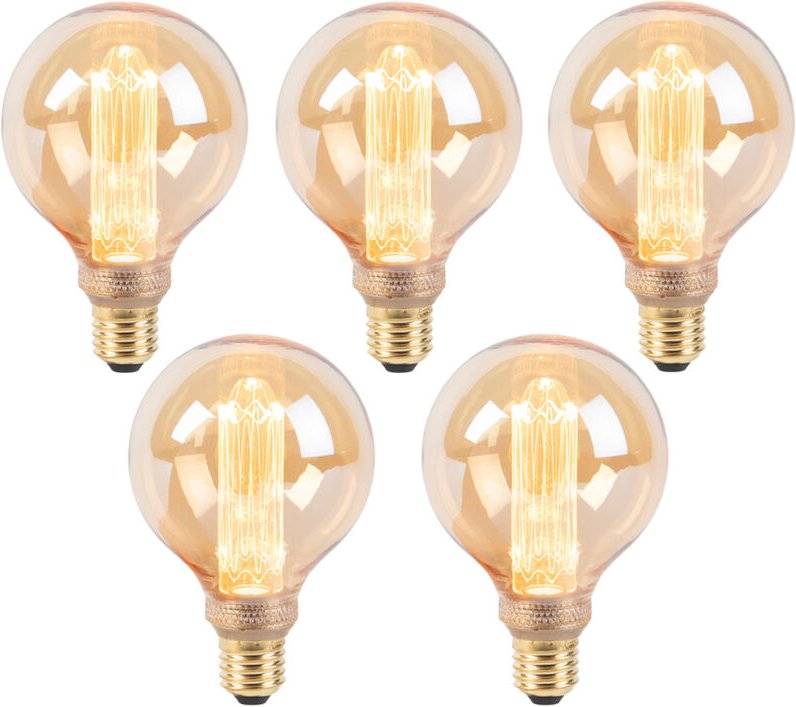 Luedd - 5er Set LED-Glühbirnen G95 E27 5W 1800K Amber 3-stufig dimmbar