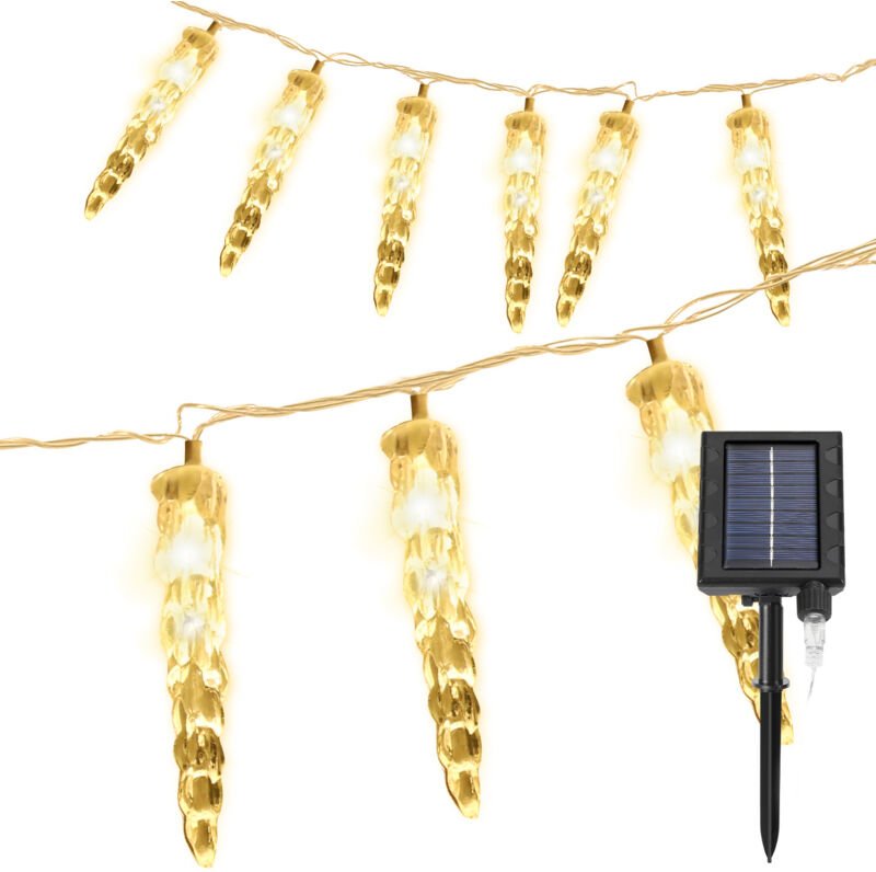 Randaco 10M 80 LED Solar Eiszapfen Lichterkette für Innen- und Außenbereich 8 Modi IP44 Party Garten Lichtervorhang – Wa...