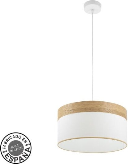 Cloe Pendelleuchte 1xe27 weiß/weiß/helles Holz regx40x40 cm