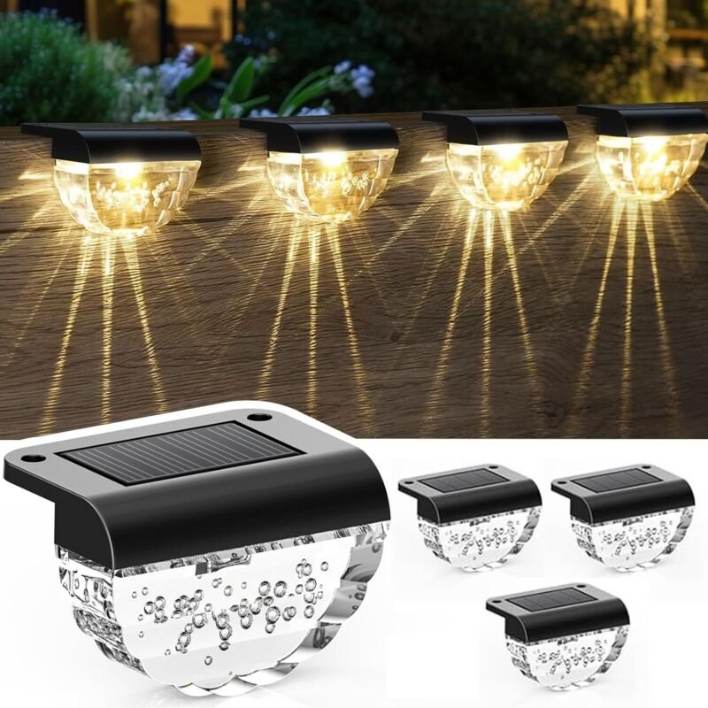 Solarbetriebene LED-Wandleuchten für den Außenbereich, 4er-Pack Wegeleuchten, farbwechselnde solarbetriebene LED-Außenle...