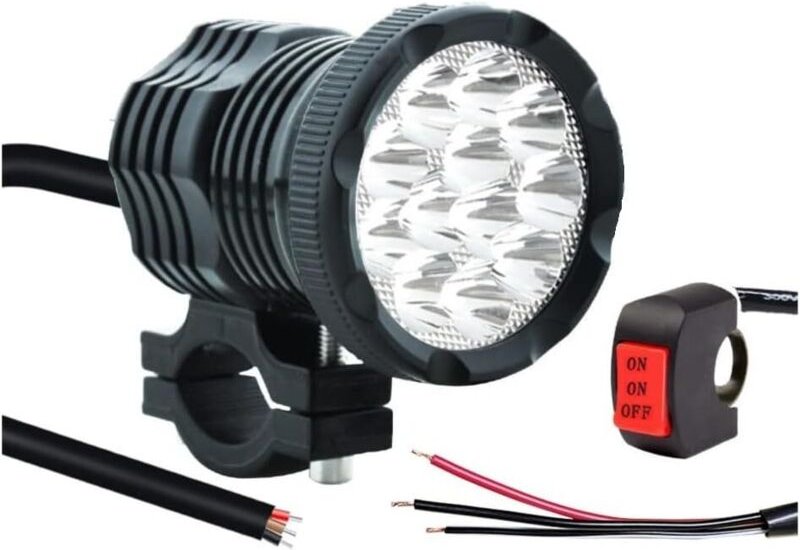 12–60 V Motorrad-Scheinwerfer, 18 W, 2500 lm, 12 LEDs, Offroad-Arbeitsleuchte für ATV, Motorrad, Rennwagen, Geländewagen...
