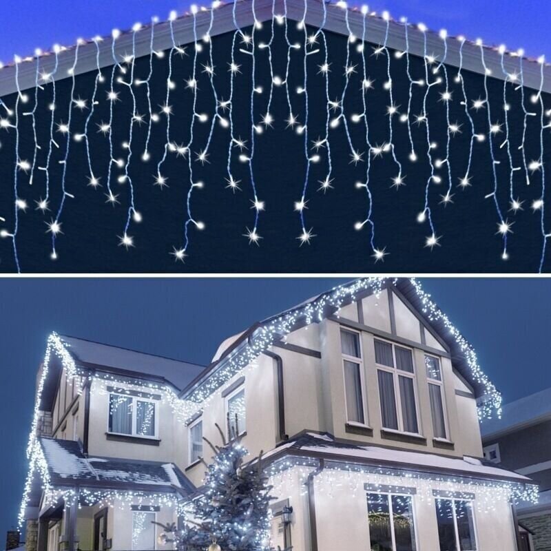 10 Meter lange Lichterkette mit 400 LEDs für die Weihnachtsdekoration, Niedervolt-Lichterkette für den Außenbereich, Eis...