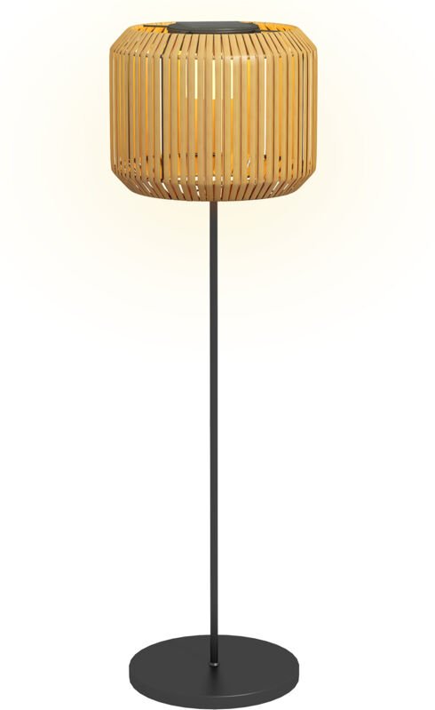 Rattan-Solarlampe, Wegleuchte mit warmweißem Licht, wasserdichte LED-Gartenleuchte mit Lichtsensor, Stehleuchte für Gart...