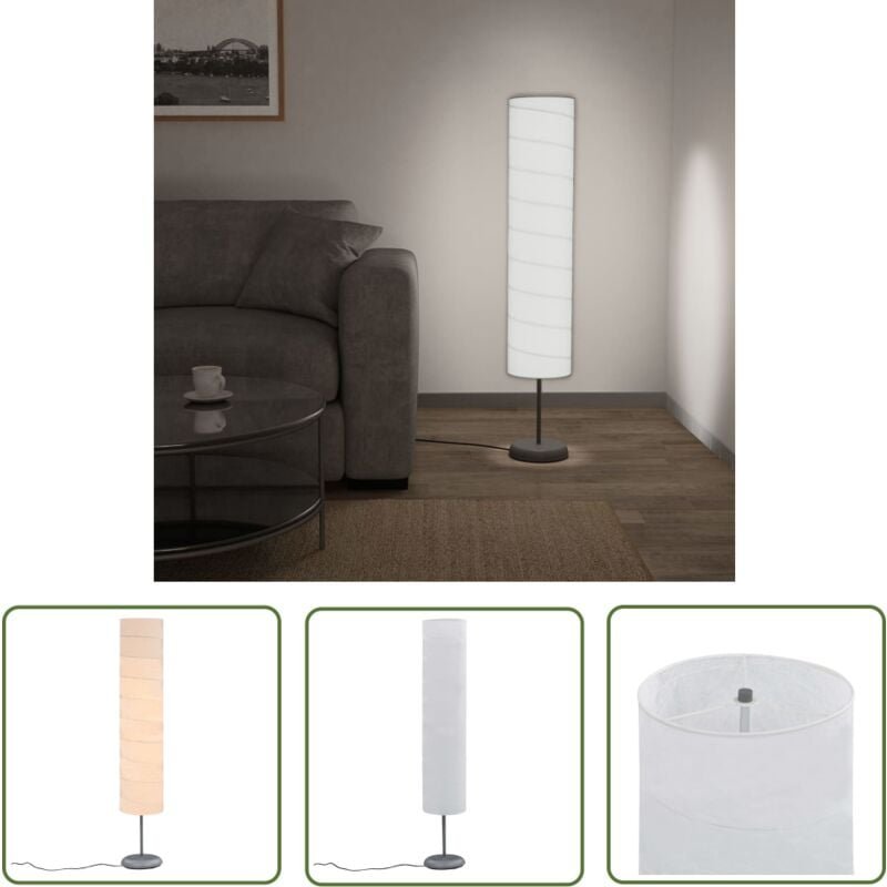 The Living Store Standleuchte 121 cm Weiß E27 - Stehlampe - Wohnraumbeleuchtung - Reispapierlampe - Moderne Beleuchtung ...