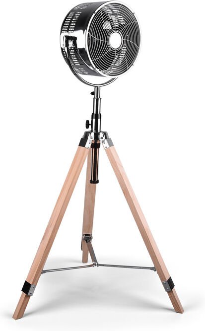 Tromso - Bodenventilator im Industriestil mit neutralem Holzstativ, verstellbarer H�he und dreifacher Ventilationsgeschw...