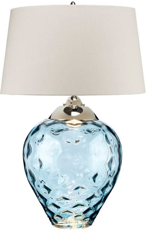 Tischleuchte Beistelllampe Schlafzimmerlampe LED Tischlampe Glas Blau H 78,7cm