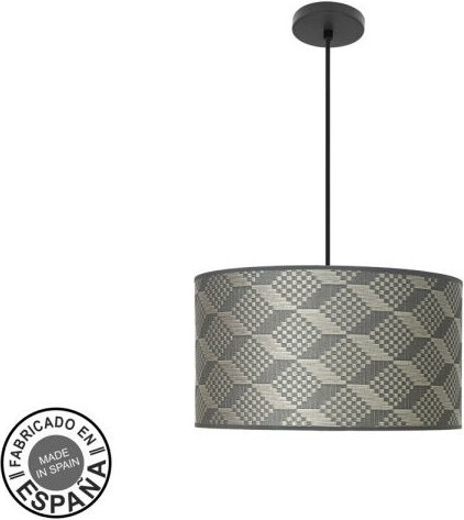 Fabrilamp - Fashion Pendelleuchte 2xe27 schwarz/tetrisgrau regx40x40cm mit Diffusor