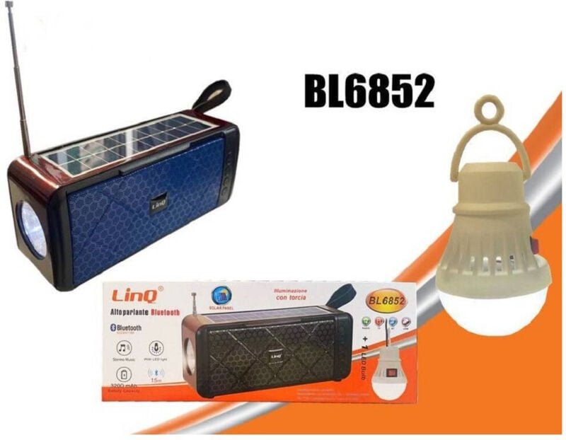 Trade Shop Traesio - Trade Shop - bluetooth pannello solare torcia + lampadina led BL6852 -