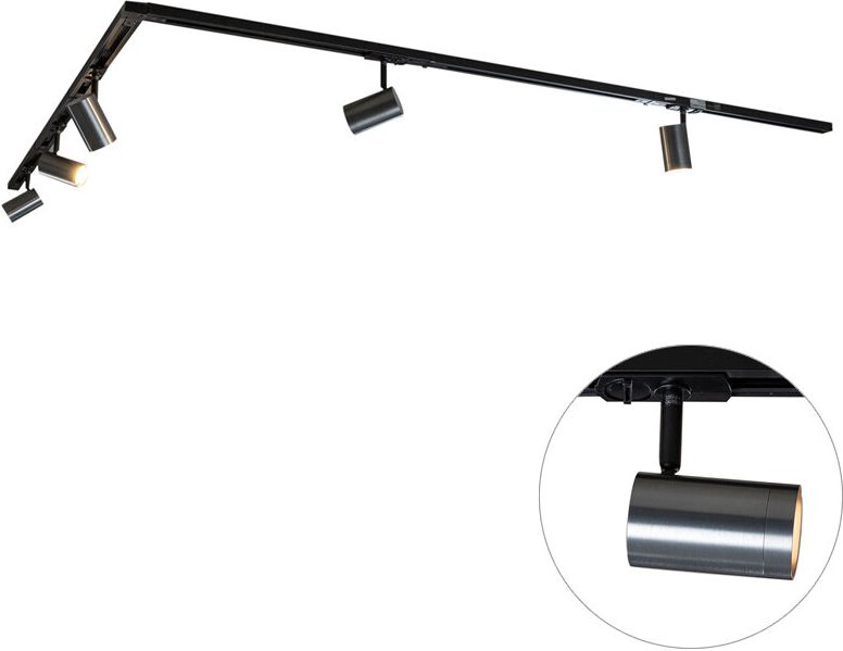 Modernes Schienensystem mit 5 Spots in Gunmetal, 1-phasig - Iconic Jeana